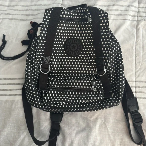 Kipling Dotted Black Backpack - Picture 1 of 8